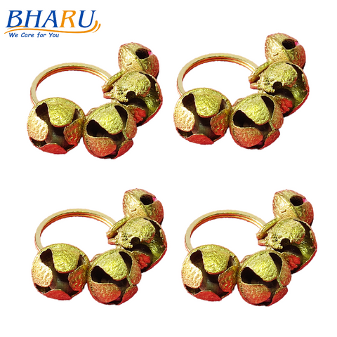 Bharu Brass Clapping 4 Ghungroo Finger Ring Set of 2 Pairs