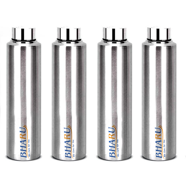 Bharu Stainless Steel Fridge Water Bottle ( Pack of 4)