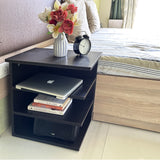 Kawachi Sofa Side End Bedside Table Nightstand with 4 Storage Shelf KW93 - Wenge Black