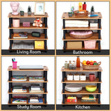Kawachi Multipurpose Wooden Display Kitchen Storage Shelves Shoe Rack Organizer with Utility Storage Stand-Beige