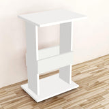 Kawachi Engineered Wood Bedside Corner Table Sofa Side End Table with Display Book, Magazine Book Shelf for Living Room Bedroom Office White