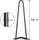 Kawachi Set of 4 Pcs 16" Hairpin Furniture Legs Metal Home DIY Projects for Nightstand, Coffee Table, Desk, etc with Plastic Floor Protectors and Screws KC22-Black