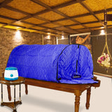 Kawachi Portable Steam Sauna Bath with Sleeping Posture to treat Old Aged / Paralytic Patients / Disable in Ayurvedic Panchkarma Therapy I68-Blue