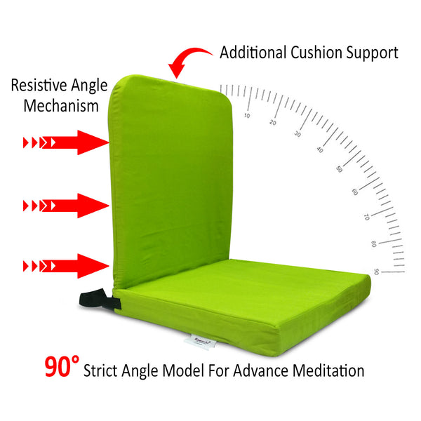 KAWACHI RIGHT ANGLE BACK SUPPORT PORTABLE RELAXING FOLDING YOGA MEDITATION FLOOR CHAIR I83-GREEN