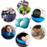 Kawachi U-Shaped push press automatic inflatable aeroplane/train sleeping Travel Neck Pillow K496-Blue