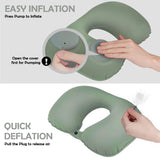 Kawachi U-Shaped push press automatic inflatable aeroplane/train sleeping Travel Neck Pillow K496-Gray