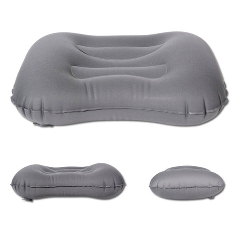 Kawachi Push Button Inflatable Compressible Camping Travel Pillow, for Neck & Lumbar Support While Camp, Hiking Backpacking,train aeroplane travelling K498-Gray