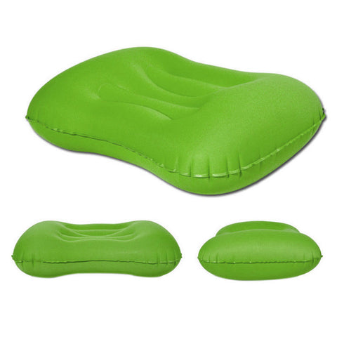 Kawachi Push Button Inflatable Compressible Camping Travel Pillow, for Neck & Lumbar Support While Camp, Hiking Backpacking,train aeroplane travelling K498-Green