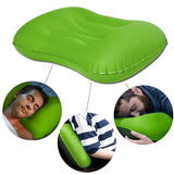 Kawachi Push Button Inflatable Compressible Camping Travel Pillow, for Neck & Lumbar Support While Camp, Hiking Backpacking,train aeroplane travelling K498-Green