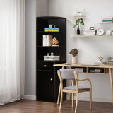 Kawachi Wooden Multipurpose Corner Wall Decor Cabinet Bookshelf Rack With Drawer Storage K559-Brown