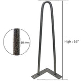 Kawachi Set of 4 Pcs 16" Hairpin Furniture Legs Metal Home DIY Projects for Nightstand, Coffee Table, Desk, etc with Plastic Floor Protectors and Screws Metalic KC22-Gray