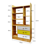 Kawachi Wooden Bookshelf Almirah Organiser with Open Storage and Drawers for Home Office KW14