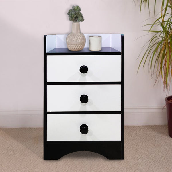 Kawachi Modern Home Bedroom Bedside Table Storage Cabinet with 3 Drawers KW23-Black