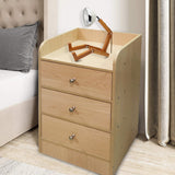 Kawachi Modern Home Bedroom Bedside Table Storage Cabinet with 3 Drawers Beige BD