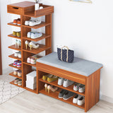 Kawachi Wooden Shoe Organiser Stand with Shoes Changing Seat Cushion, Storage Rack with Drawer KW24