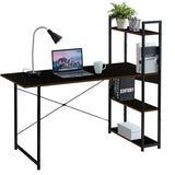 Kawachi Computer Desk Writing Study Table with 4 Tier Bookshelves for Home, Office, Multipurpose Compact PC Workstation Wenge Brown