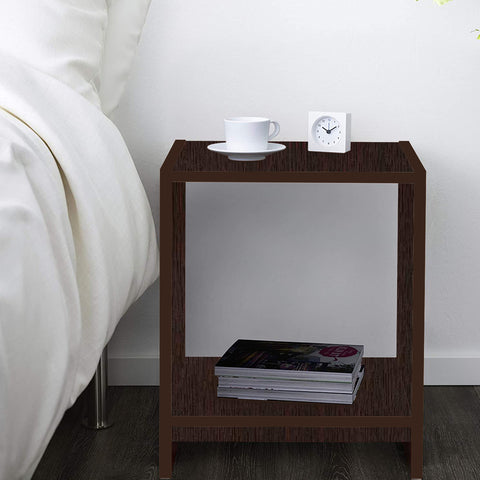 Kawachi Open Shelf Bedside Table Nightstand Side Table - Chairside End Table with Open Storage, Shelf for Sofa, Couch, Living Room Brown