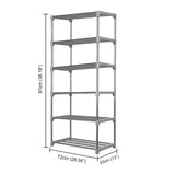 Kawachi 18 Pairs 6-Layer Stainless Steel and Plastic Shoe Stand Multipurpose Book Shelf Toys Storage Rack for Home Office Gray