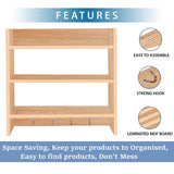 Kawachi Wooden Wall Mounted Kitchen 3 Shelves Storage Shelf Rack Organizer with Hook Beige