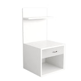 Kawachi Engineered Wood 2 Storage Shelf with Drawer Sofa Side Bedside Table with Open Cabinet Nightstand End Table White
