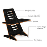 Kawachi 9 Step Height Adjustable Laptop Standing Desk Riser Ergonomic Sit-Stand Desk Converter Laptop Table Stand Black