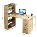Kawachi Compact Computer Laptop Desk Study Table with 4 Shelves Storage 3 Drawers
