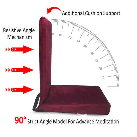 KAWACHI RIGHT ANGLE BACK SUPPORT RELAXING FOLDING YOGA MEDITATION FLOOR CHAIR MAROON I115-V-Maroon