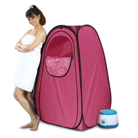 Kawachi Portable Steam Sauna Bath for Home Full Body Personal Sauna at Home Spa with 1.5L 750W Steam Generator, 60 Minute Timer Pink