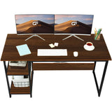 Kawachi Computer Desk 47" Home Office Writing Table with 2-Tier Reversible Storage Shelves Large Size Laptop Study Gaming Desk Workstation KW41-Brown
